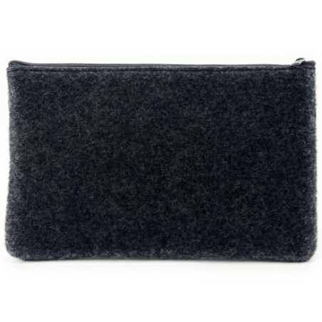 Trousse en feutrine écolo à motif pour femme fabriqué en Italie pochette grise
