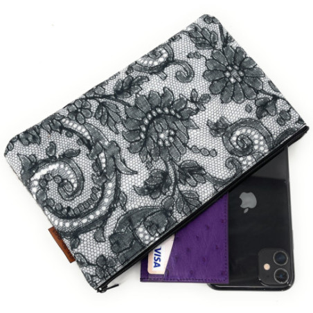 Trousse à motif en feutrine écolo pour femme fabriqué en Italie gris