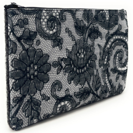 Trousse pochette en feutrine écolo imprimé femme fabriqué en Italie couleur gris
