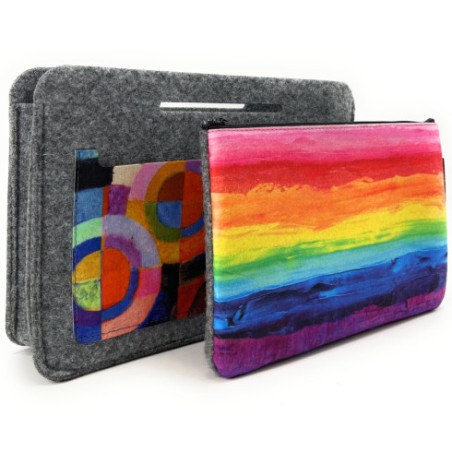 Trousse pochette en feutrine écologique à motif femme fabriqué en Italie
