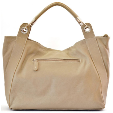 Sac cabas femme en cuir italien grainé porté épaule avec bandoulière réglable taupe clair sac tendance