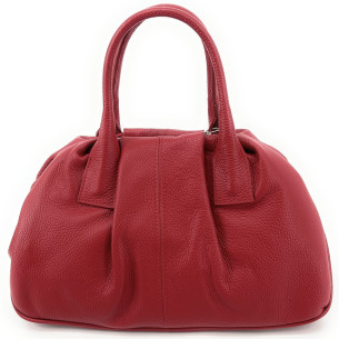 Grand sac élégant en cuir grainé rouge clair pour femme fabriqué en Italie avec bandoulière amovible
