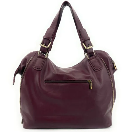 Sac à main élégant pour femme en cuir pur cuir de vachette porté épaule rouge bordeaux