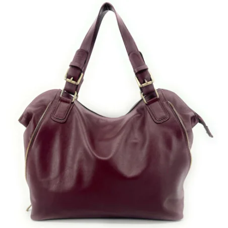 Grand sac à main pour femme en cuir porté épaule avec bandoulière amovible bordeaux