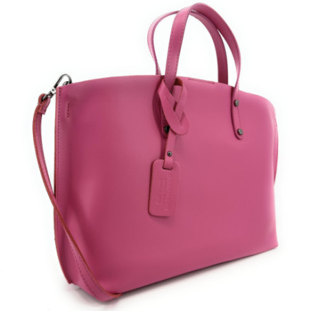 Sac à main tendance femme en cuir italien pur cuir de vachette porté bandoulière rose néon