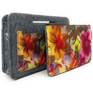 Organiseur et trousse pour sac à main femme en feutrine écologique gris imprimé