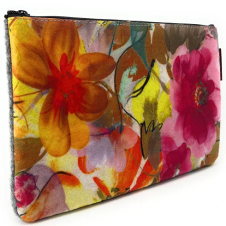 Trousse en feutrine femme haut de gamme gris à motif fabriqué en Italie