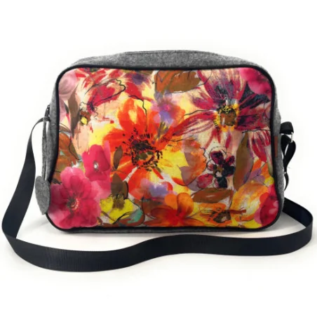 Sac bandoulière pour femme mode en feutrine écologique fabriqué en Italie gris imprimé