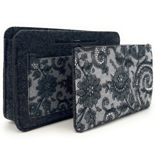Organiseur grand sac et trousse femme en feutrine écologique fabriqué en Italie imprimé