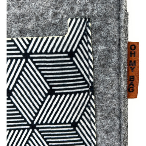 Pochette insert pour sac en feutrine écolo pour femme gris fabriqué en Italie