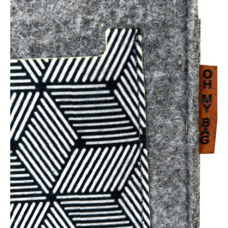 Pochette insert pour sac en feutrine écolo pour femme gris fabriqué en Italie