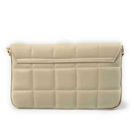Sac trotteur tendance femme en cuir pur de vachette beige avec bandoulière fabriqué en Italie