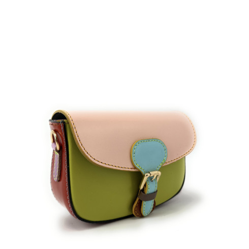 Mini-sac forme trotteur tendance en cuir lisse femme avec bandoulière amovible fabriqué en Italie