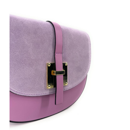 Mini-sac besace en cuir pur vachette pour femme fabriqué en Italie couleur orchidée