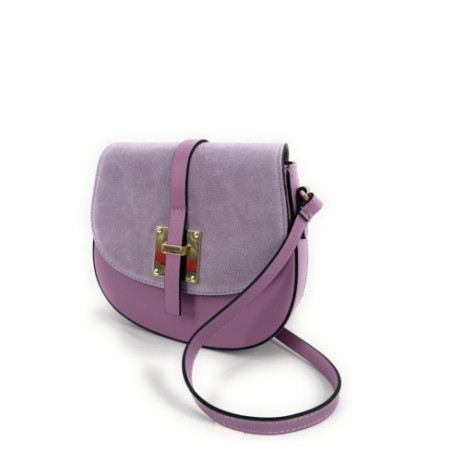 Mini-sac trotteur en cuir lisse et daim pour femme rose orchidée sac besace fabriqué en Italie