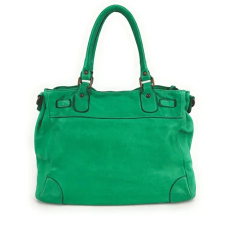 Sac à main femme de rentrée en cuir porté épaule avec bandoulière vert véronèse sac tendance
