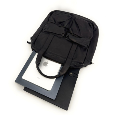 Sacoche porte-document homme en cuir pleine fleur souple délavé marron chocolat fabriqué en Italie