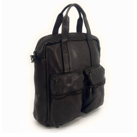 Sac à main pour homme forme sacoche en cuir vintage fabriqué en Italie avec bandoulière couleur chocolat