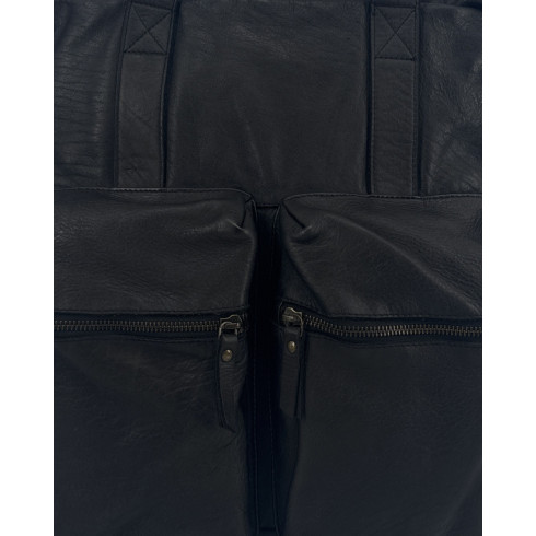 Sacoche porte-document en cuir vintage noir homme fabriqué en Italie