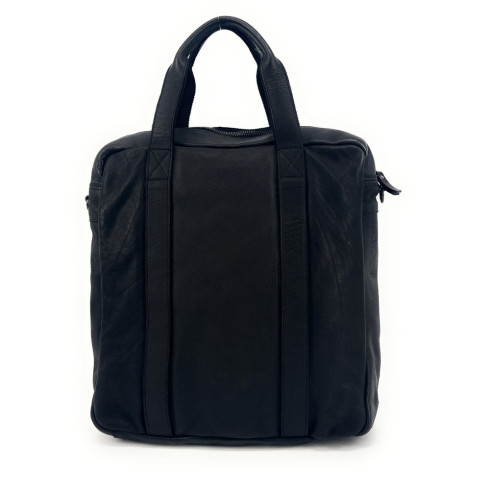 Sacoche en cuir souple délavé noir pour homme fabriqué en Italie avec bandoulière