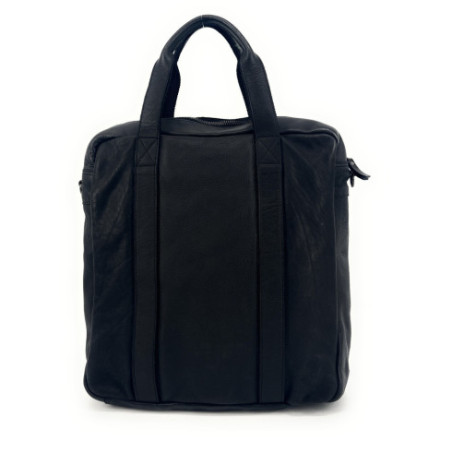 Sacoche en cuir souple délavé noir pour homme fabriqué en Italie avec bandoulière