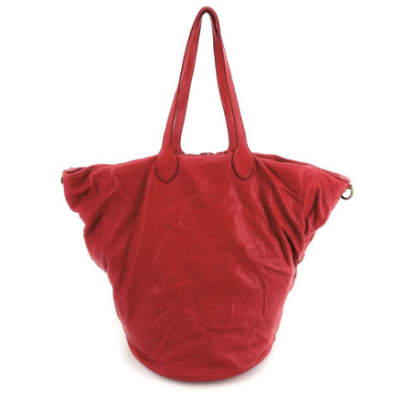 Sac cabas élégant en cuir souple vintage tressé rouge pour femme avec bandoulière