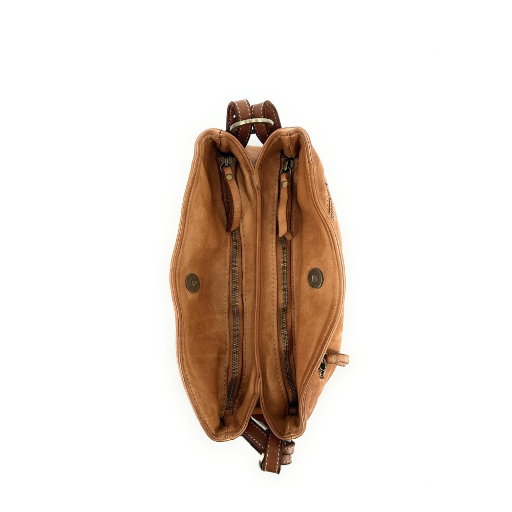 Sac Médecin En Cuir Tannage Végétal Cognac - Maroquinerie Italienne, Bandoulière Amovible