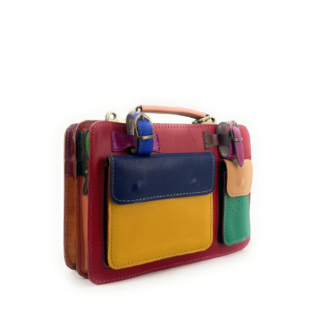 Sac chic en cuir lisse multicolore fabriqué en Italie