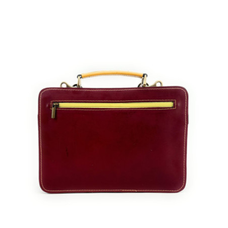 Sac à main cartable en patchwork de cuir lisse multicolore pur de vachette