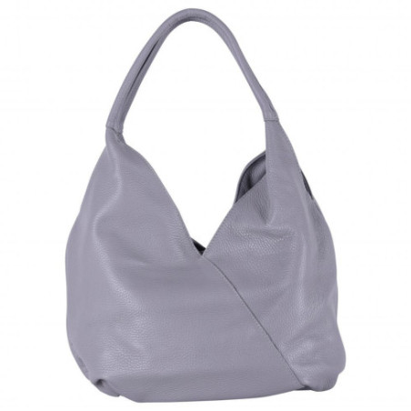Sac tendance femme en cuir italien grainé porté épaule avec deux anses gris clair sac hobo
