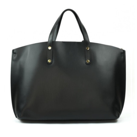 Grand sac cabas tendance femme en cuir porté épaule avec bandoulière amovible noir