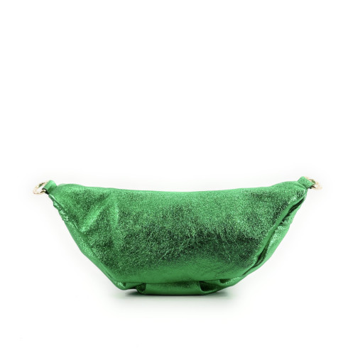 Sac banane en cuir métallisé italien pur de vachette femme vert anglais