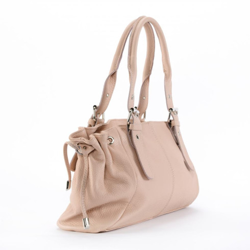 Sac tendance femme en cuir grainé italien porté épaule avec deux anses rose
