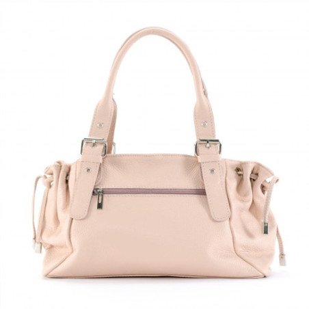 Sac à main mode femme en cuir porté épaule avec deux anses rose sac baguette très tendance