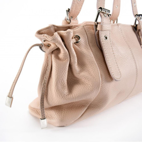 Sac baguette très tendance femme en cuir italien pur cuir de vachette porté épaule rose