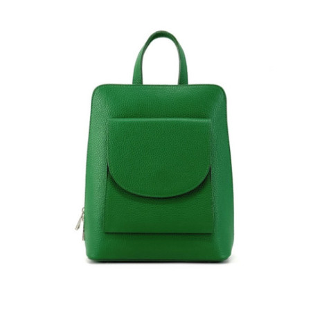 Sac très tendance femme en cuir italien grainé porté dos vert anglais