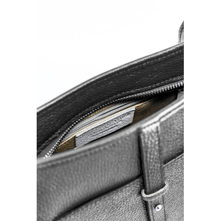 Sac femme tendance hobo en cuir grainé pur de vachette noir fabriqué en Italie