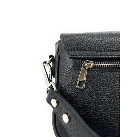 Sac italien pour femme en cuir grainé pur vachette noir avec bandouliere amovible