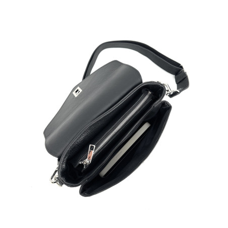 Sac femme en cuir pur de vachette avec bandouliere amovible couleur noir
