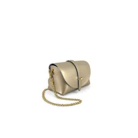 Micro sac tendance type boxy doré pour femme en cuir de vachette