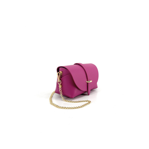 Micro sac femme type boxy en cuir rose glacé pur vachette italien
