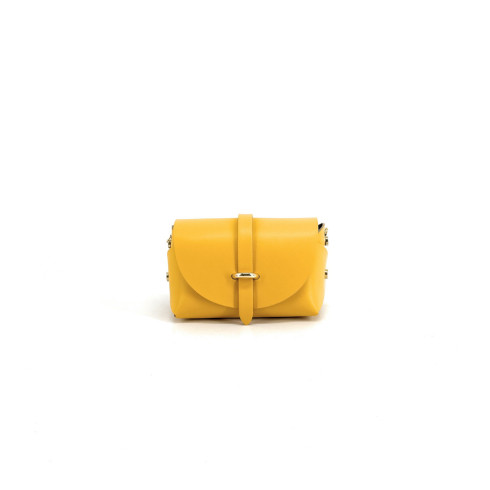Micro sac boxy pour femme en cuir lisse glacé jaune moyen pur vachette