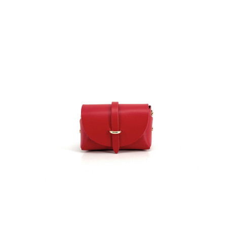 Micro sac boxy femme avec bandoulière en cuir lisse rouge clair