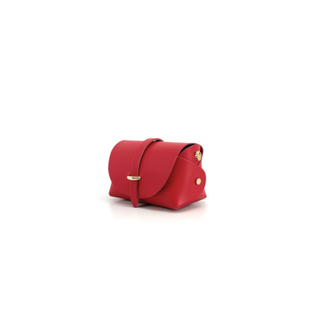 Micro sac femme boxy en cuir rouge intense glacé pur vachette italien
