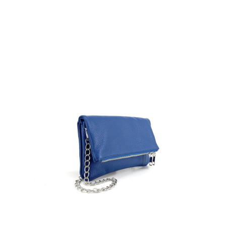 Pochette bandouliere femme tendance en cuir pur vachette italien bleu