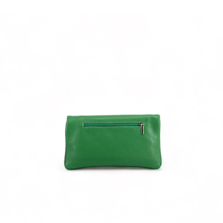 Sac à main pochette femme en cuir grainé vert intense