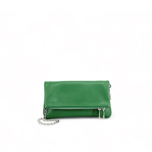 Sac à main pochette bandoulière en cuir femme vert intense fabriqué en Italie