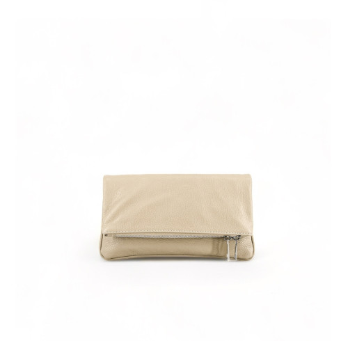 Pochette à bandoulière femme beige en cuir pur vachette italien tendance