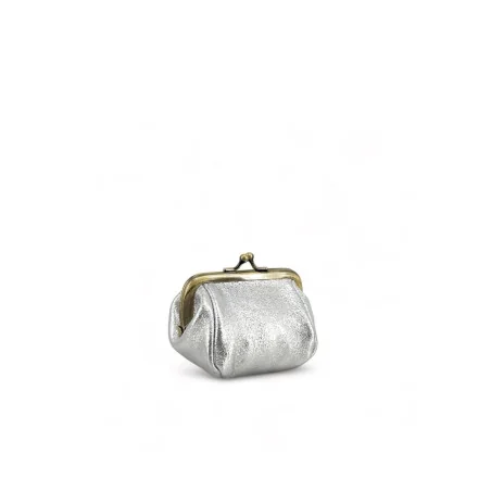 Porte-monnaie tendance femme en cuir argent irisé pur vachette