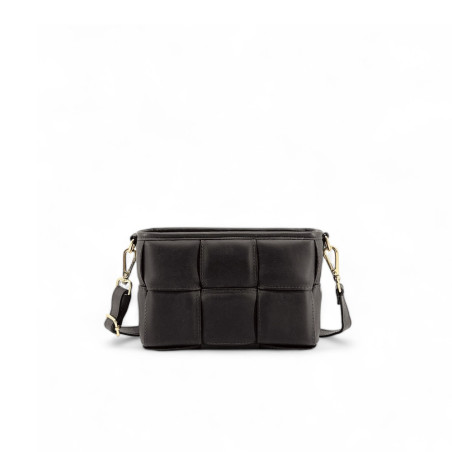 Boxy bag marron foncé pour femme en cuir italien de vachette